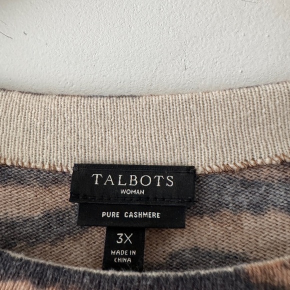 Talbots 100% Cashmere Audrey Animal Print Sweater 3X Plus Size - Picture 5 of 6